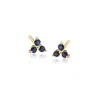 Rs Pure By Ross-simons Sapphire 3-stone Stud Earrings In 14kt Yellow Gold In Blue