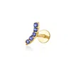 Rs Pure By Ross-simons Sapphire-accented Curved Single Flat-back Stud Earring In 14kt Yellow Gold In Blue
