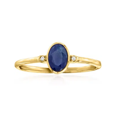 Rs Pure By Ross-simons Sapphire And Diamond-accented Ring In 14kt Yellow Gold In Blue
