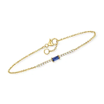Rs Pure By Ross-simons Sapphire And . Diamond Bar Bracelet In 14kt Yellow Gold In Multi