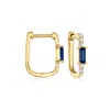 Rs Pure By Ross-simons Sapphire And . Diamond Paper Clip Link Hoop Earrings In 14kt Yellow Gold In Blue