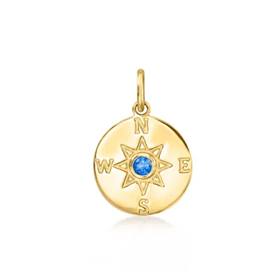 Rs Pure By Ross-simons Sapphire Compass Charm In 14kt Yellow Gold In Blue