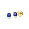 Rs Pure By Ross-simons Sapphire Flat-back Stud Earrings In 14kt Yellow Gold In Blue