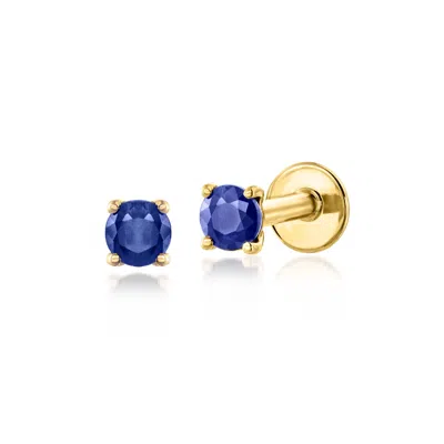 Rs Pure By Ross-simons Sapphire Flat-back Stud Earrings In 14kt Yellow Gold In Blue