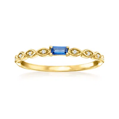 Rs Pure By Ross-simons Sapphire Ring With Diamonds In 14kt Yellow Gold In Blue