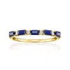 Rs Pure By Ross-simons Sapphire Ring With Diamonds In 14kt Yellow Gold In Blue