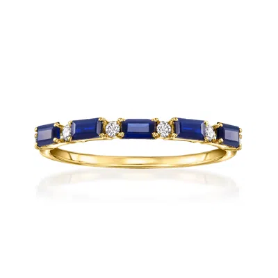 Rs Pure By Ross-simons Sapphire Ring With Diamonds In 14kt Yellow Gold In Blue