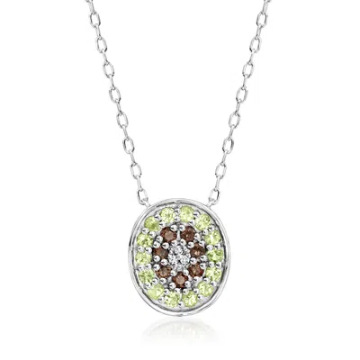Rs Pure By Ross-simons Smoky Quartz And . Peridot Kiwi Pendant Necklace With Diamond Accents In Sterling Sil In Green