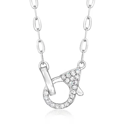 Rs Pure By Ross-simons Sterling Silver Paper Clip Link Necklace With Diamond Lobster Clasp In Multi