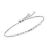 Rs Pure By Ross-simons Sterling Silver Twist Bolo Bracelet With Diamond Accents In White