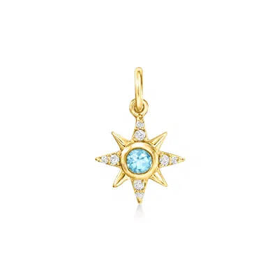 Rs Pure By Ross-simons Swiss Blue And White Topaz Star Charm In 14kt Yellow Gold