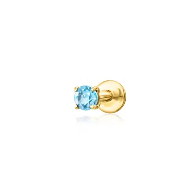 Rs Pure By Ross-simons Swiss Blue Topaz Flat-back Earrings In 14kt Yellow Gold