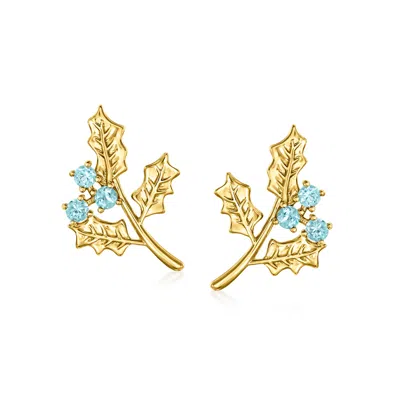Rs Pure By Ross-simons Swiss Blue Topaz Holly Flower Earrings In 14kt Yellow Gold