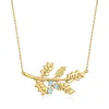 RS PURE BY ROSS-SIMONS SWISS BLUE TOPAZ HOLLY FLOWER NECKLACE IN 14KT YELLOW GOLD