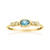 Rs Pure By Ross-simons Swiss Blue Topaz Ring With Diamonds In 14kt Yellow Gold In Gold