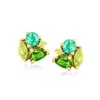 Rs Pure By Ross-simons Tonal Green Multi-gemstone Earrings In 14kt Yellow Gold