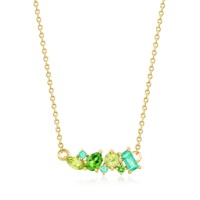 Rs Pure By Ross-simons Tonal Green Multi-gemstone Necklace In 14kt Yellow Gold