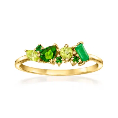 Rs Pure By Ross-simons Tonal Green Multi-gemstone Ring In 14kt Yellow Gold