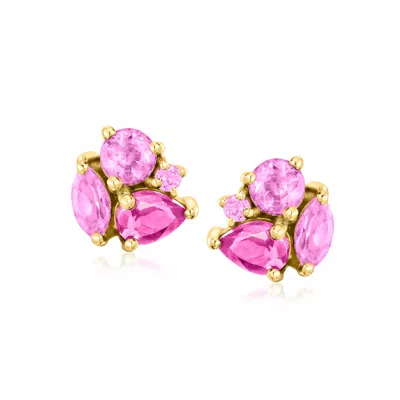 Rs Pure By Ross-simons Tonal Pink Multi-gemstone Earrings In 14kt Yellow Gold