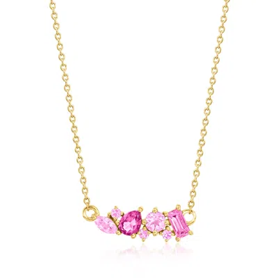 Rs Pure By Ross-simons Tonal Pink Multi-gemstone Necklace In 14kt Yellow Gold