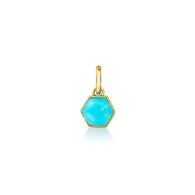 Rs Pure By Ross-simons Turquoise Geometric Charm In 14kt Yellow Gold