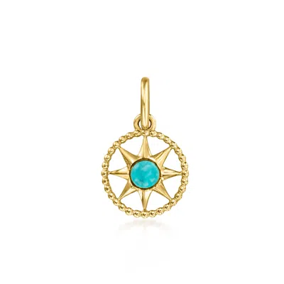 Rs Pure By Ross-simons Turquoise Nautical Star Charm In 14kt Yellow Gold In Blue