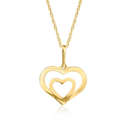 Rs Pure By Ross-simons 14kt Yellow Gold Double-heart Pendant Necklace