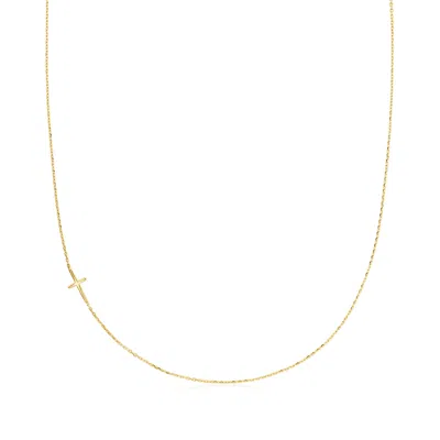 Rs Pure By Ross-simons 14kt Yellow Gold Sideways Cross Necklace In Transparent