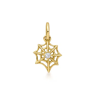 Rs Pure By Ross-simons 14kt Yellow Gold Spiderweb Charm With Single Diamond In Multi