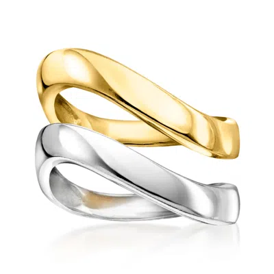 Rs Pure By Ross-simons 18kt Gold Over Sterling And Sterling Silver Jewelry Set: 2 Wavy Rings In Multi