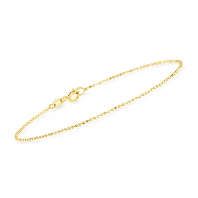Rs Pure By Ross-simons 1mm 14kt Yellow Gold Diamond-cut Bead Bracelet In Pattern