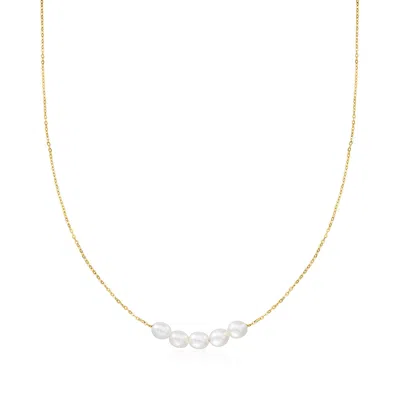 Rs Pure By Ross-simons 4-4.5mm Cultured Pearl Necklace In 14kt Yellow Gold In Silver