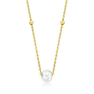 Rs Pure By Ross-simons 4-5mm Cultured Pearl Station Necklace In 14kt Yellow Gold In Multi