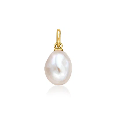 Rs Pure By Ross-simons 7-7.5mm Cultured Baroque Pearl Charm In 14kt Yellow Gold In Silver