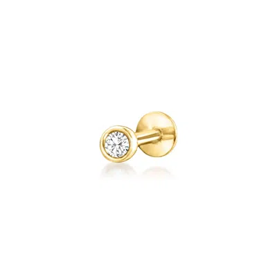 Rs Pure By Ross-simons Bezel-set Diamond Single Flat-back Stud Earring In 14kt Yellow Gold