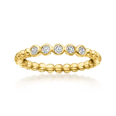 Rs Pure By Ross-simons Bezel-set Lab-grown Diamond Beaded Ring In 18kt Gold Over Sterling In Silver