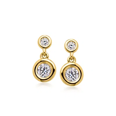 Rs Pure By Ross-simons Bezel-set Lab-grown Diamond Drop Earrings In 18kt Gold Over Sterling