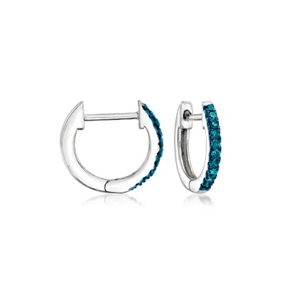 Rs Pure By Ross-simons Blue Diamond Hoop Earrings In Sterling Silver In Multi