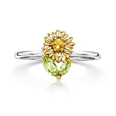 Rs Pure By Ross-simons Citrine And Peridot Sunflower Ring In Sterling Silver And 14kt Yellow Gold In Multi