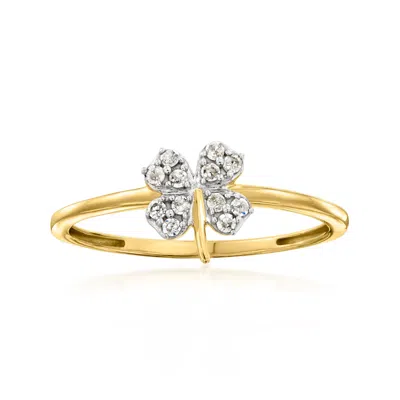 Rs Pure By Ross-simons Diamond 4-leaf Clover Ring In 18kt Gold Over Sterling