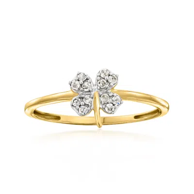 Rs Pure By Ross-simons Diamond 4-leaf Clover Ring In 18kt Gold Over Sterling In White