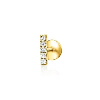 Rs Pure By Ross-simons Diamond Bar Single Flat-back Stud Earring In 14kt Yellow Gold In Pattern