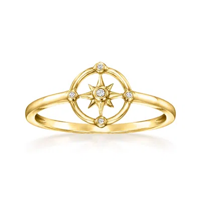 Rs Pure By Ross-simons Diamond Compass Ring In 14kt Yellow Gold