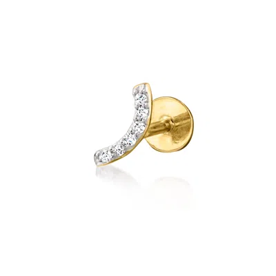 Rs Pure By Ross-simons Diamond Curved Bar Single Flat-back Stud Earring In 14kt Yellow Gold In White