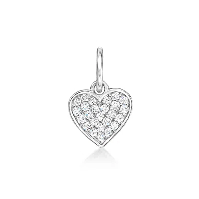 Rs Pure By Ross-simons Diamond Heart Charm In Sterling Silver In Metallic