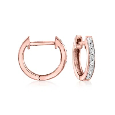 Rs Pure By Ross-simons Diamond Huggie Hoop Earrings In 14kt Rose Gold In Multi