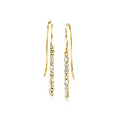 Rs Pure By Ross-simons Diamond Linear Drop Earrings In 14kt Yellow Gold In Transparent