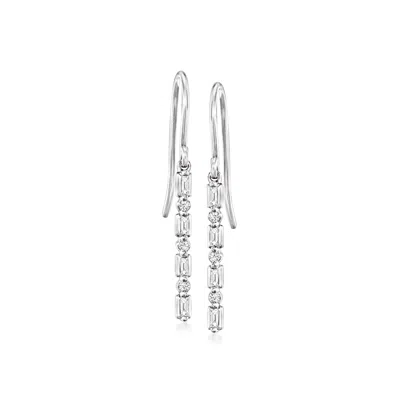 Rs Pure By Ross-simons Diamond Linear Drop Earrings In Sterling Silver In Metallic