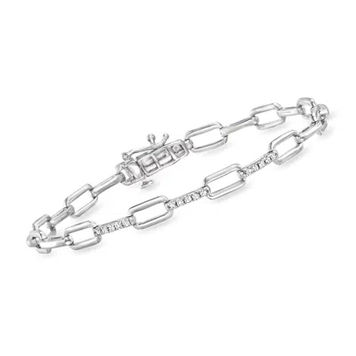 Rs Pure By Ross-simons Diamond Paper Clip Link Bracelet In Sterling Silver In Metallic