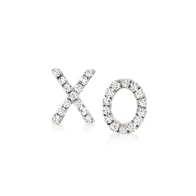 Rs Pure By Ross-simons Diamond Xo Mismatched Earrings In Sterling Silver In White